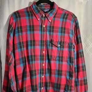 Woolrich Red & Blue Plaid Flannel Shirt | Medium | Button Down
